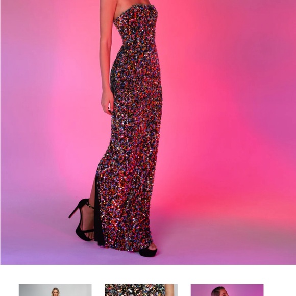 NWT Helsi  Strapless Sequin Long Gown Dress - Picture 3 of 12